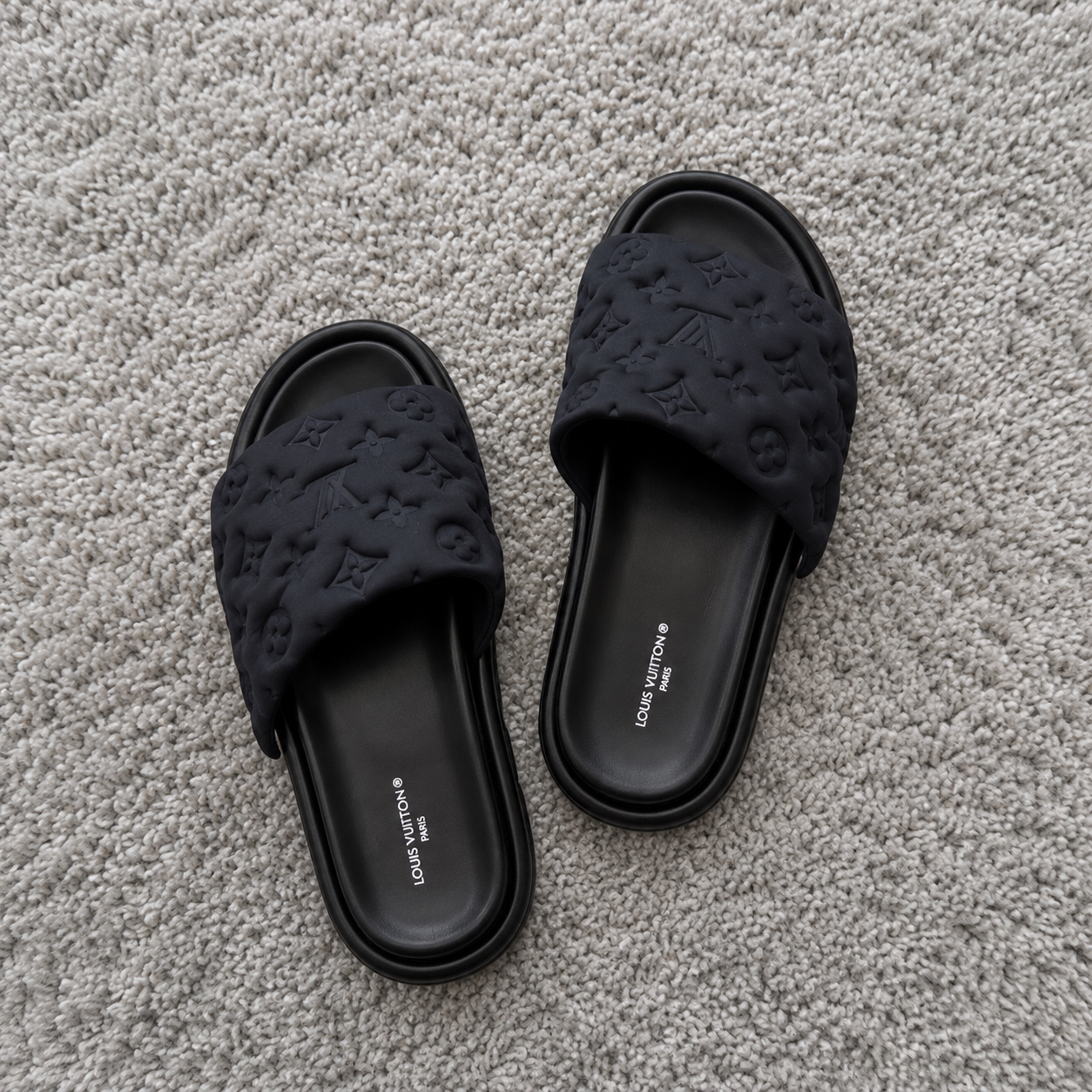 Black LV Pillow Slides
